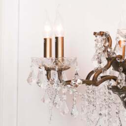 Antique Gold 6 Branch Shallow Cut Glass Chandelier - thumbnail 3