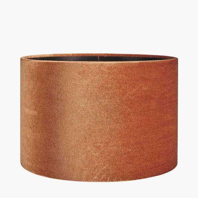Bow 30cm Tobacco Velvet Cylinder Lampshade - image 1
