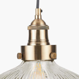 Bowery Large Ribbed Glass with Antique Brass Fitting Elec Pendant - thumbnail 4