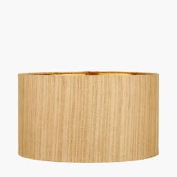 Stellan 45cm Gold Slubbed Faux Silk Gold Lined Cylinder Lampshade - thumbnail 1
