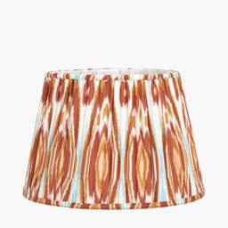 Izara 35cm Cinnamon Ikat Patterned Mushroom Pleat Tapered Lampshade - thumbnail 1