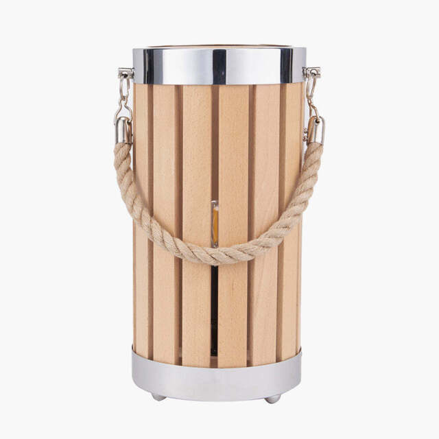 Austell Natural Wood Small Lantern Table Lamp - image 1