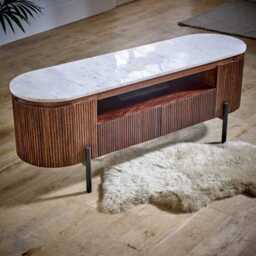 Loriini Mango Wood Tv Cabinet With  Marble Top & Metal Legs - thumbnail 3