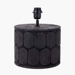 Cezara Embossed Black Wood Wide Table Lamp Base - thumbnail 2