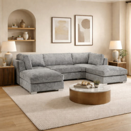 Bishop Fullback Sofa Platinum U Shape Corner Morgan - Malvern - Somerford - Calix - Euphoria - Plush Style - thumbnail 1