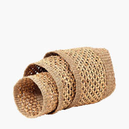 S/3 Seagrass and Water Hyacinth Natural Tall Round Baskets - thumbnail 2