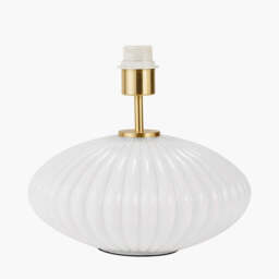 Emilia White Ribbed Glass and Gold Metal Oval Table Lamp Base - thumbnail 2