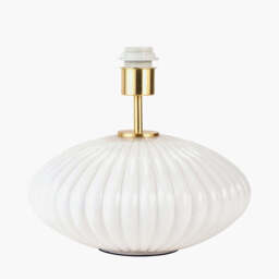 Emilia White Ribbed Glass and Gold Metal Oval Table Lamp Base - thumbnail 1
