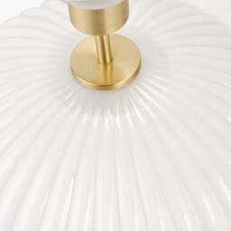 Emilia White Ribbed Glass and Gold Metal Oval Table Lamp Base - thumbnail 4