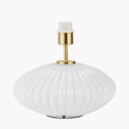 Emilia White Ribbed Glass and Gold Metal Oval Table Lamp Base - thumbnail 3