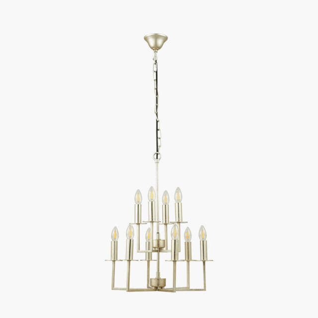 Giry Antique Silver Leaf Metal Multii Arm Chandelier Pendant - image 1