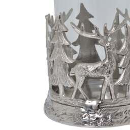 Silver Stag Scene Hurricane Lantern - thumbnail 4