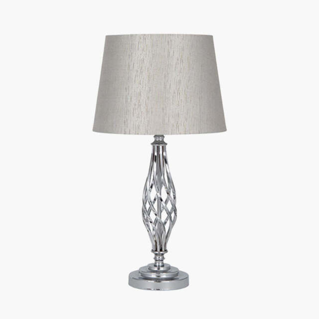Jenna Silver Metal Twist Detail Table Lamp - image 1