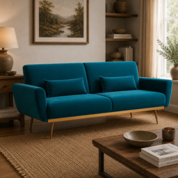 Hatton Green Velvet Sofa Bed - thumbnail 1