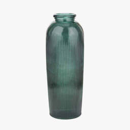 Sea Green Recycled Glass Ribbed Vase Tall - thumbnail 2