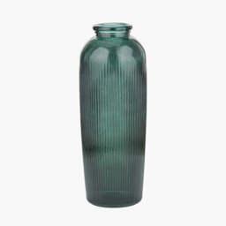 Sea Green Recycled Glass Ribbed Vase Tall - thumbnail 1