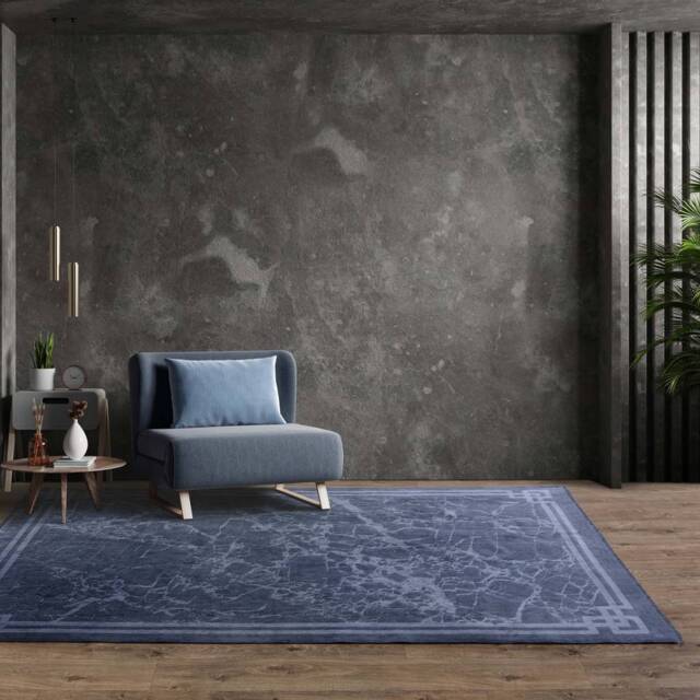 Zehraya 160x230cm ZE02 Ink Blue Border Rug - image 1