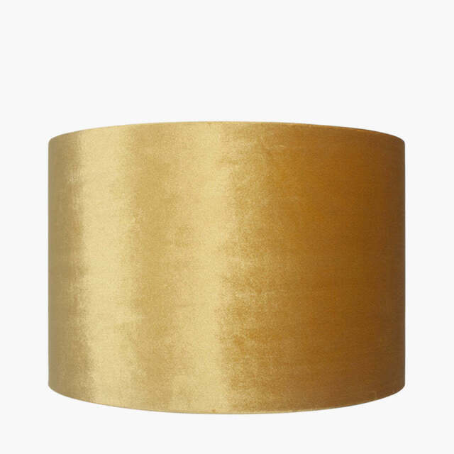 Bow 30cm Mustard Velvet Cylinder Lampshade - image 1