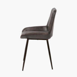 Angelo Peppercorn Leather and Bronze Metal Retro Dining Chair - thumbnail 3