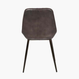 Angelo Peppercorn Leather and Bronze Metal Retro Dining Chair - thumbnail 4