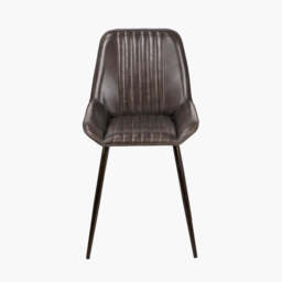 Angelo Peppercorn Leather and Bronze Metal Retro Dining Chair - thumbnail 2