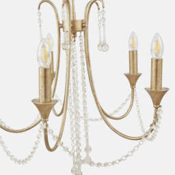 Belle Antique Silver Leaf Metal and Beaded 5 Light Chandelier Pendant - thumbnail 4