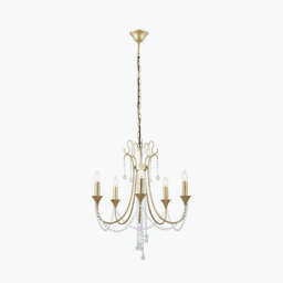 Belle Antique Silver Leaf Metal and Beaded 5 Light Chandelier Pendant - thumbnail 2