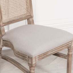 Wooden Louis Upholstered Square Rattan Back Dining Chair - thumbnail 5