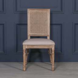 Wooden Louis Upholstered Square Rattan Back Dining Chair - thumbnail 6