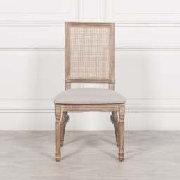 Wooden Louis Upholstered Square Rattan Back Dining Chair - thumbnail 4