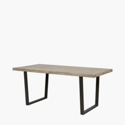Marca Sand Wash Acacia Wood and Black Metal Dining Table - thumbnail 2
