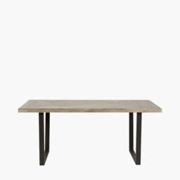 Marca Sand Wash Acacia Wood and Black Metal Dining Table - thumbnail 4