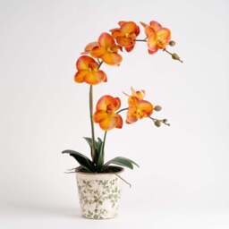 61Cm Real Touch Orange Phalaenopsis Orchid In Pot - thumbnail 2