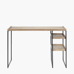 Gallery Natural Wood Veneer and Black Metal Desk - thumbnail 4