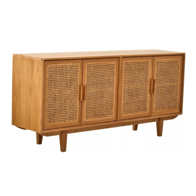 Lyon 4 Door Natural Rattan And Oak Sideboard - image 1