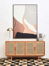 Lyon 4 Door Natural Rattan And Oak Sideboard - thumbnail 2