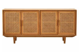 Lyon 4 Door Natural Rattan And Oak Sideboard - thumbnail 4