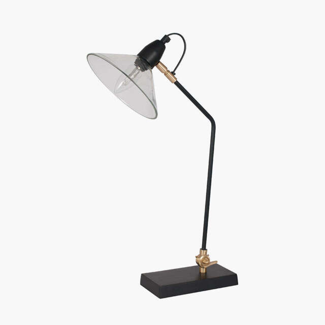 Canton Matt Black Metal and Glass Cone Table Lamp - image 1