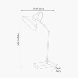 Canton Matt Black Metal and Glass Cone Table Lamp - thumbnail 3