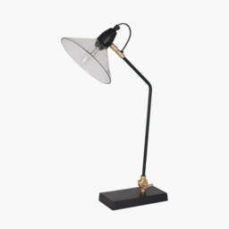 Canton Matt Black Metal and Glass Cone Table Lamp - thumbnail 1