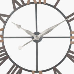 Natural Wood and Antique Grey Metal Round Wall Clock Large - thumbnail 3