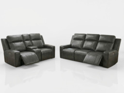 Barcelona Electric Recliner Sofa Grey 3 Seater - thumbnail 3