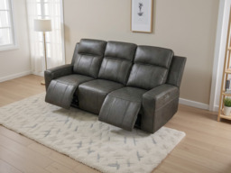 Barcelona Electric Recliner Sofa Grey 3 Seater - thumbnail 4