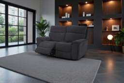Atlanta Black Lay-Z-Boy Style Fabric Power Recliner 2 Seater Sofa - thumbnail 2