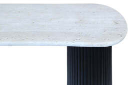 Walton Travertine Top Console Table with Black Acacia Wood Legs - thumbnail 2