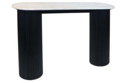 Walton Travertine Top Console Table with Black Acacia Wood Legs - thumbnail 3