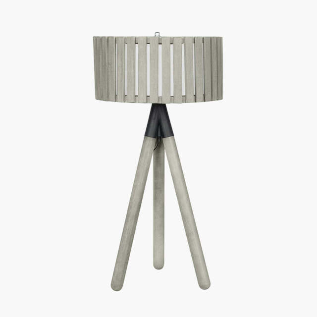 Rabanne Slatted Antique Wood Tripod Table Lamp - image 1