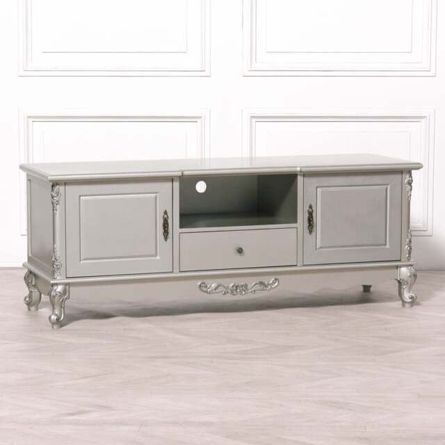 French Antique Silver Large Cabinet TV Unit - image 1