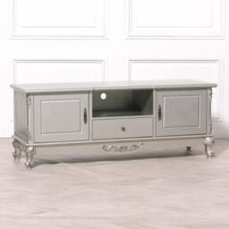 French Antique Silver Large Cabinet TV Unit - thumbnail 1