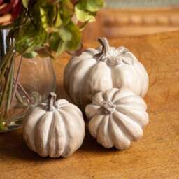 Set Of Six Carved Wood Effect Pumpkins - thumbnail 2